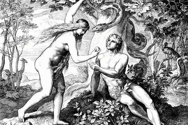Адам, Ева и змей-искуситель