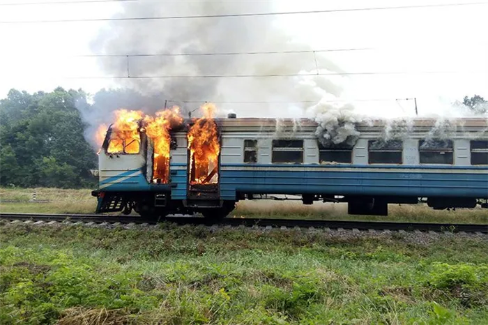Пожар в пассажирском поезде