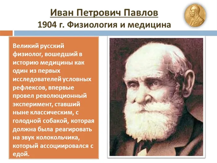 Иван Петрович Павлов 1904 г. Физиология и медицинаВеликий русский физиолог. 