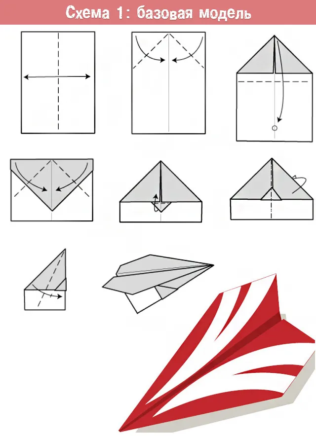 базовая модель бумажного самолетика