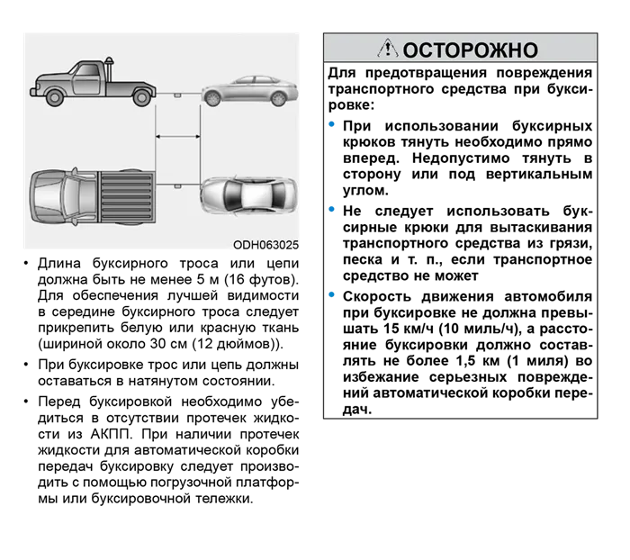 Руководство по эксплуатации автомобиля Хендай Крета. Хендай рекомендует буксировать Крету при скорости 15 км/ч на 1,5 км. Источник: hyundai-creta2.ru
